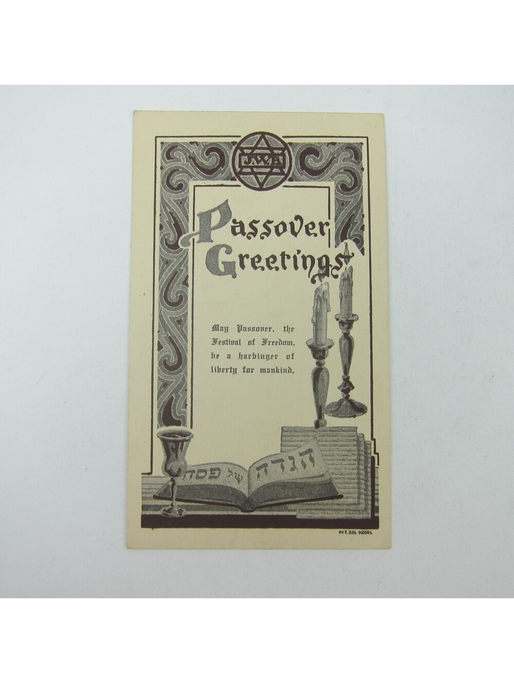 Postcard Judaica Jewish Passover Greetings USO Military Issued Vintage 1940s